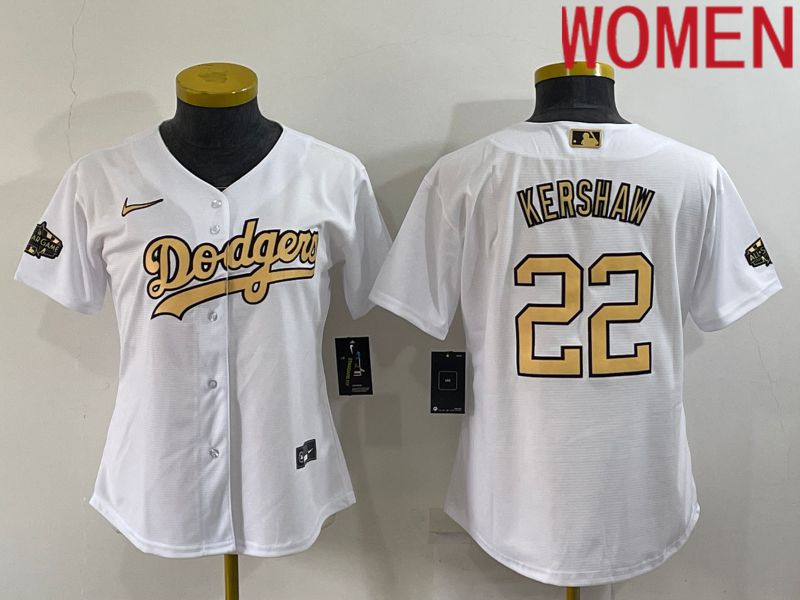 Women Los Angeles Dodgers 22 Kershaw White 2022 All Star Game Nike MLB Jerseys